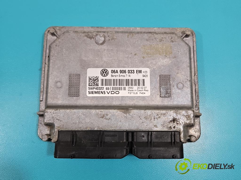 Vw Golf V 2003-2009 1.6 SR 102 HP manual 75 kW 1595 cm3 5- riadiaca jednotka motora 06A906033EM