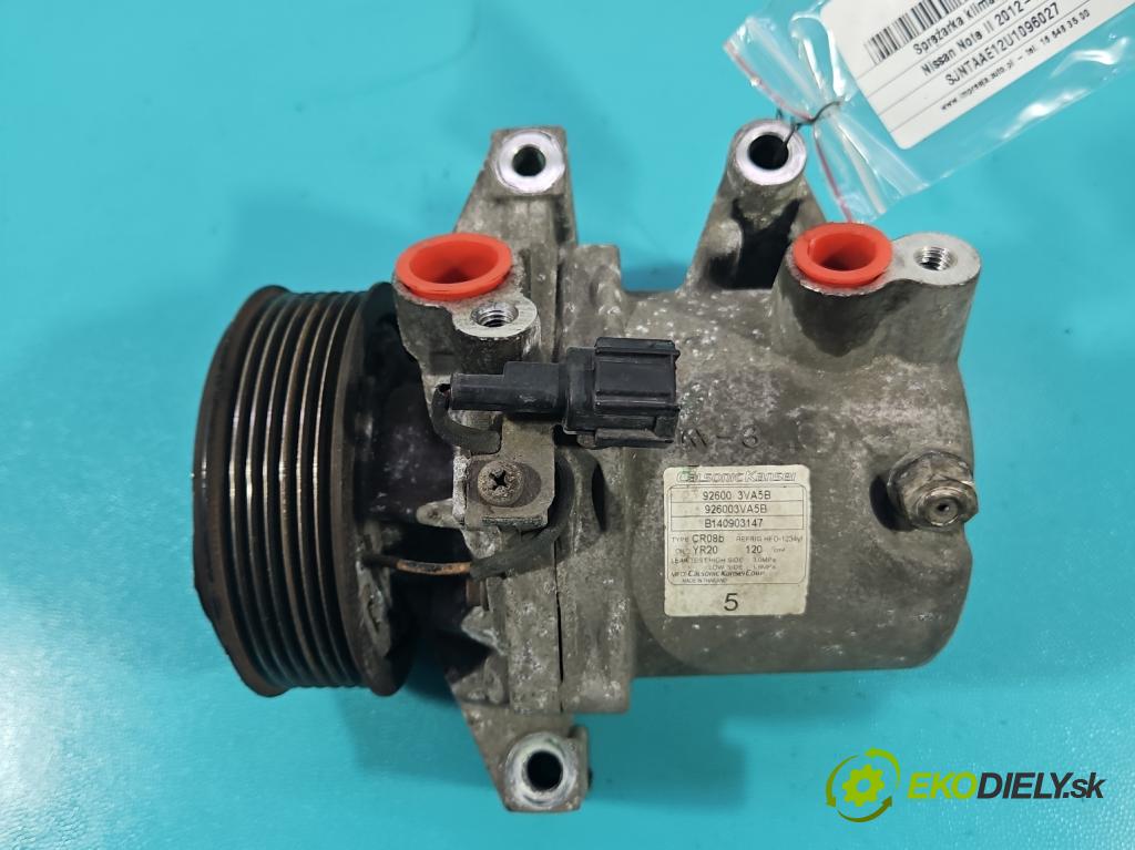Nissan Note II 2012-2016 1.2 16V 80 HP manual 59 kW 1198 cm3 5- Kompresor: klimatizácie 926003VA5B (Kompresor klimatizácie)