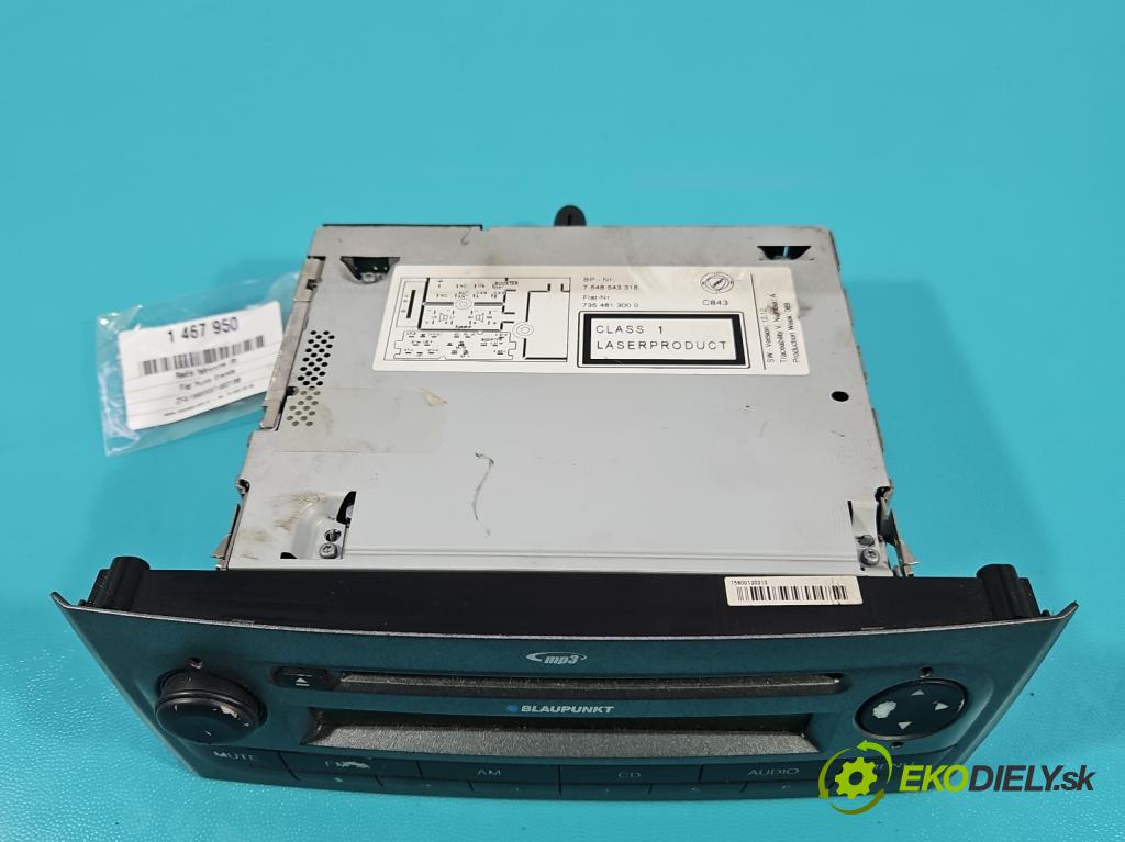 Fiat Punto Grande 1.4 8V 77 HP manual 57 kW 1368 cm3 5- Radio originál 7648543316