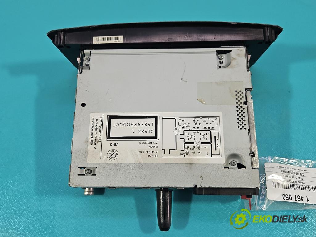 Fiat Punto Grande 1.4 8V 77 HP manual 57 kW 1368 cm3 5- Radio originál 7648543316