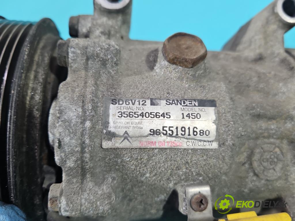 Citroen C2 1.1 8v 60 HP manual 44 kW 1124 cm3 3- Kompresor: klimatizácie 9655191680 (Kompresor klimatizácie)