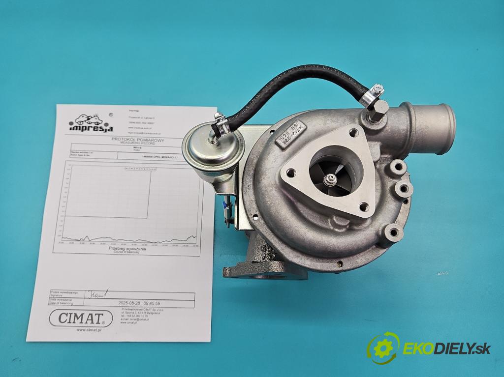 Opel Movano II 2003-2010 3.0 dti 136hp manual 100 kW 2953 cm3 5- Turbodmychadlo repasováno HT12-22A