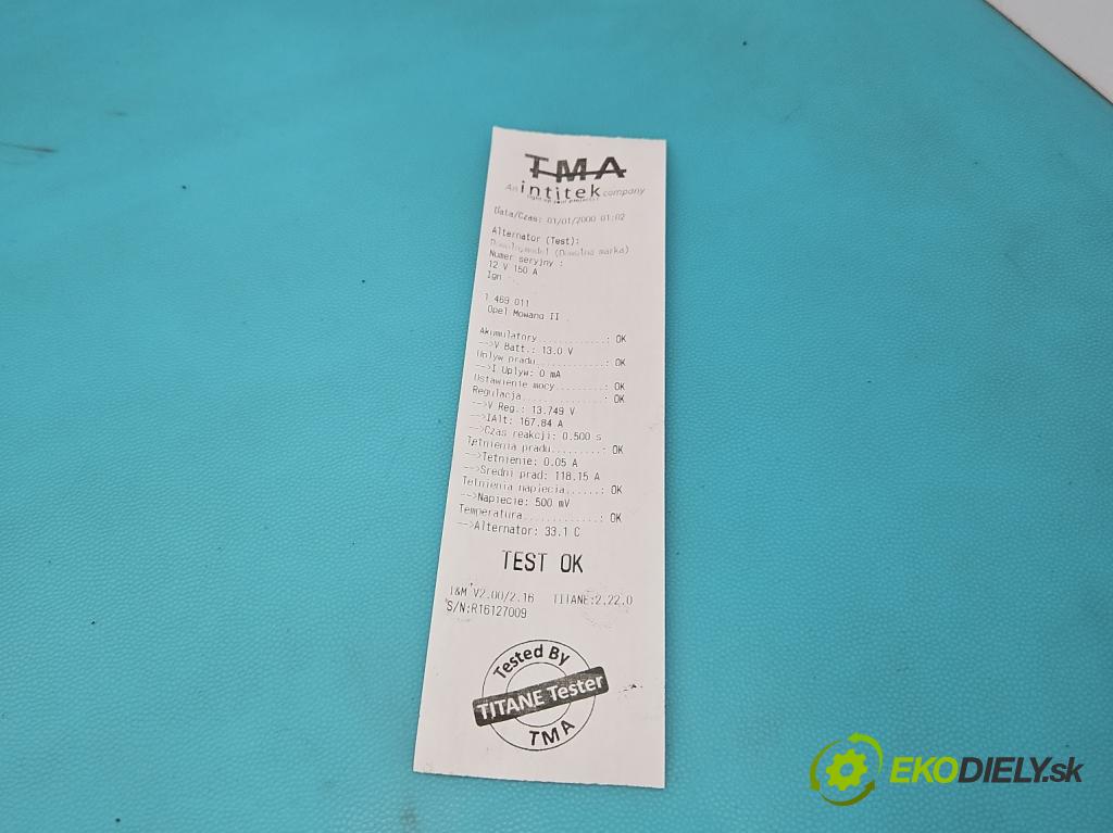 Opel Movano II 2003-2010 3.0 dti 136 HP manual 100 kW 2953 cm3 5- Alternator  (Alternátor)