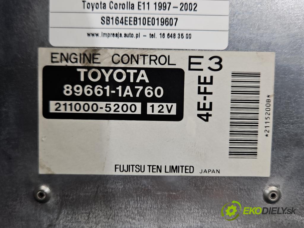 Toyota Corolla E11 1997-2002 1,4.0 16V 86 HP manual 63 kW 1332 cm3 5- riadiaca jednotka motora 89661-1A760