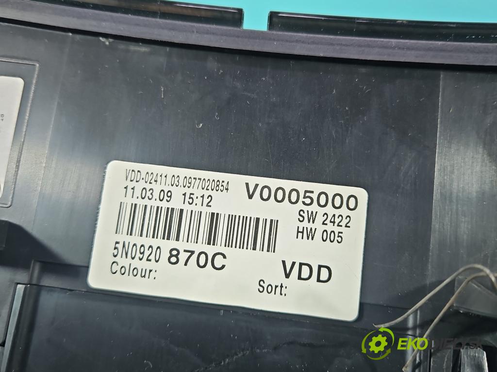 Vw Tiguan I 2007-2016 1.4 TSI 150 HP manual 110 kW 1390 cm3 5- prístrojovka/ budíky 5N0920870C (Prístrojová doska)