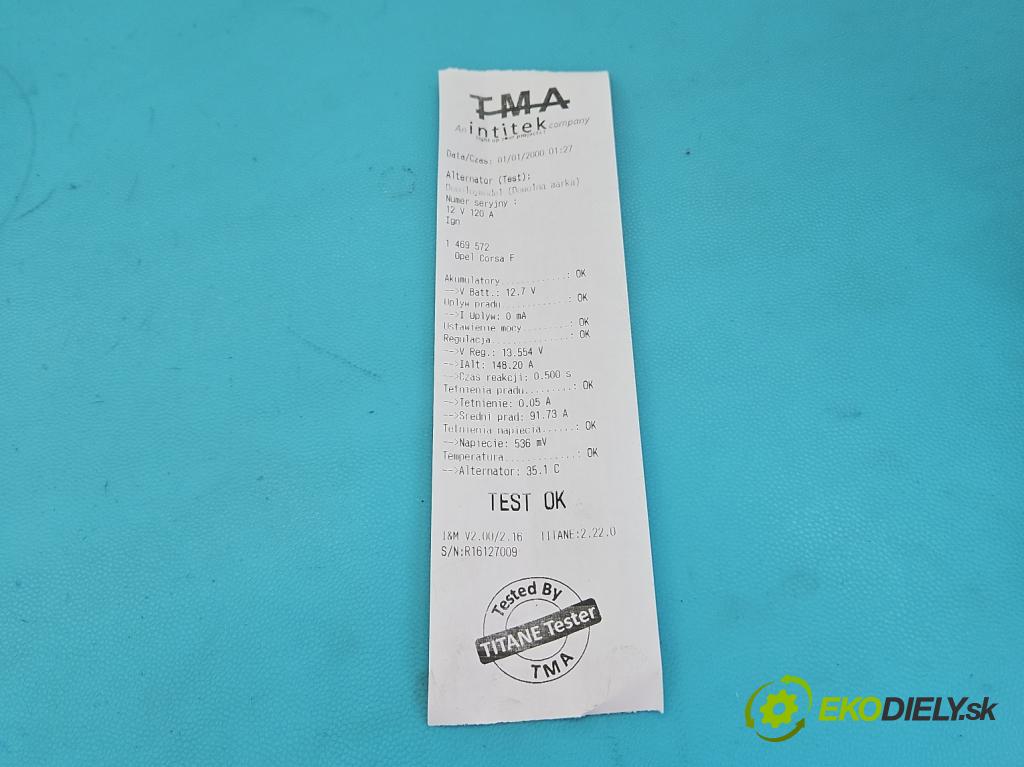 Opel Corsa F 2019- 1.2 12V 75 HP manual 55 kW 1199 cm3 5- Alternator 9835689480 (Alternátor)