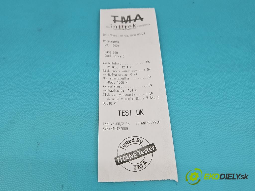 Opel Corsa D 2006-2014 1.4 16V 90 HP manual 66 kW 1364 cm3 3- štartér 24436877 (Štartér)