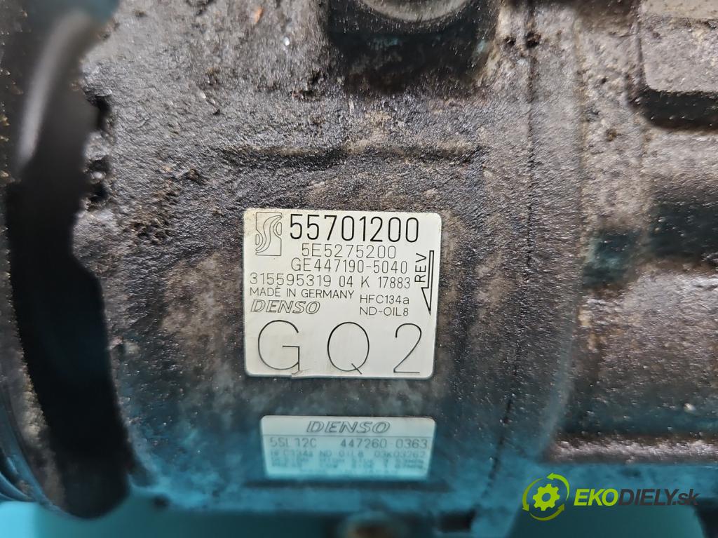 Opel Corsa D 2006-2014 1.4 16V 90 HP manual 66 kW 1364 cm3 3- Kompresor: klimatizácie 55701200 (Kompresor klimatizácie)