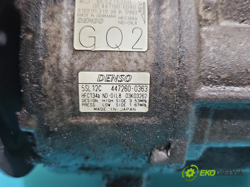 Opel Corsa D 2006-2014 1.4 16V 90 HP manual 66 kW 1364 cm3 3- Kompresor: klimatizácie 55701200 (Kompresor klimatizácie)