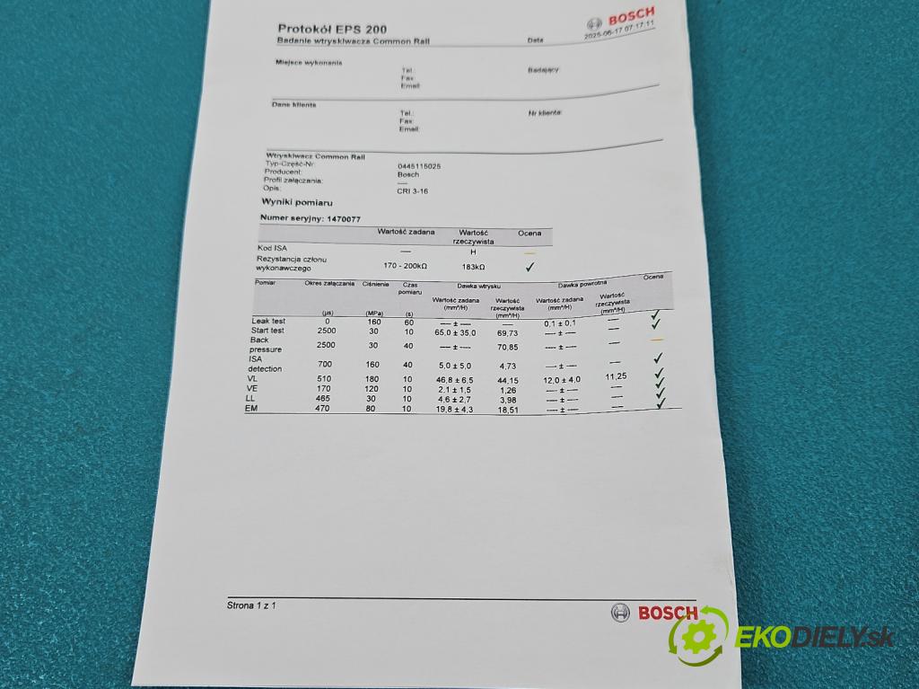 Ford S-max 2.2 tdci 175 HP manual 129 kW 2179 cm3 5- vstrek 0445115025 (Vstrekovač paliva)