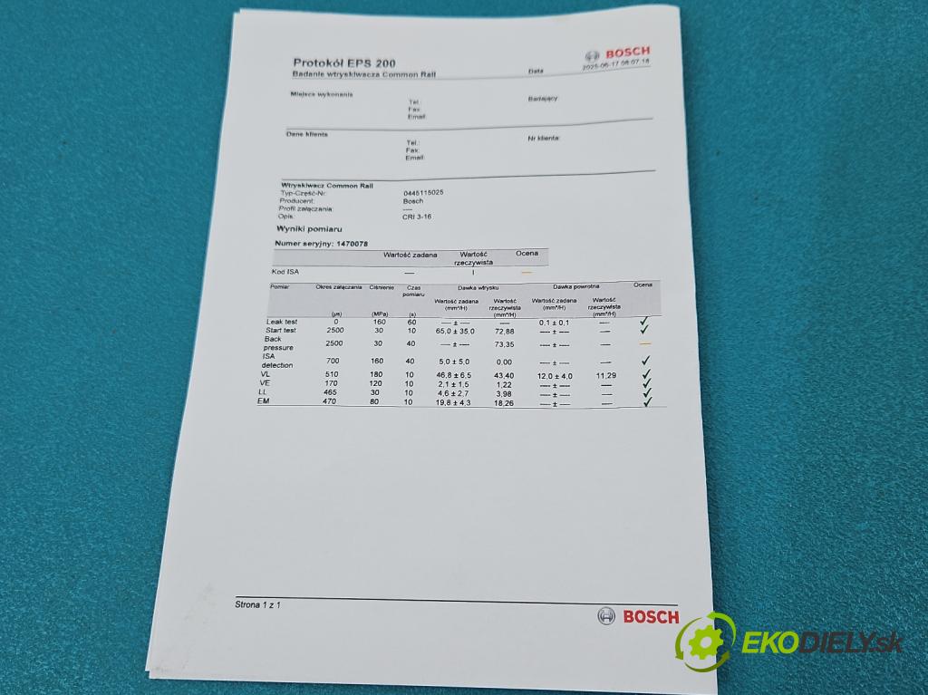 Ford S-max 2.2 tdci 175 HP manual 129 kW 2179 cm3 5- vstrek 0445115025 (Vstrekovač paliva)