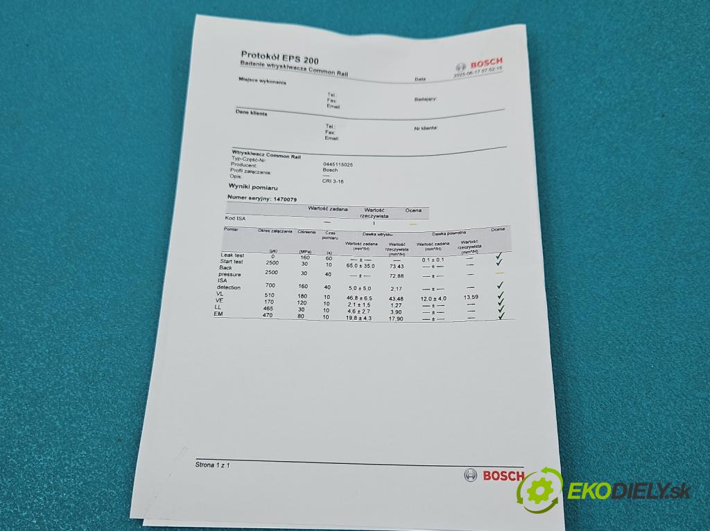 Ford S-max 2.2 tdci 175 HP manual 129 kW 2179 cm3 5- vstrek 0445115025 (Vstrekovač paliva)