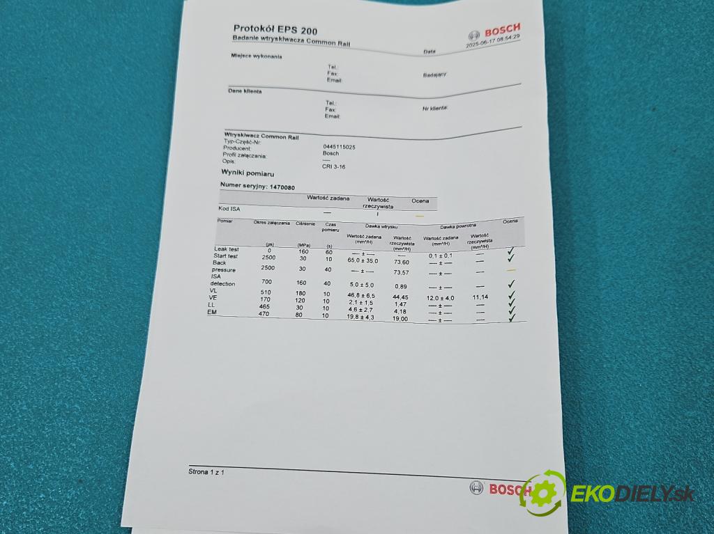 Ford S-max 2.2 tdci 175 HP manual 129 kW 2179 cm3 5- vstrek 0445115025 (Vstrekovač paliva)