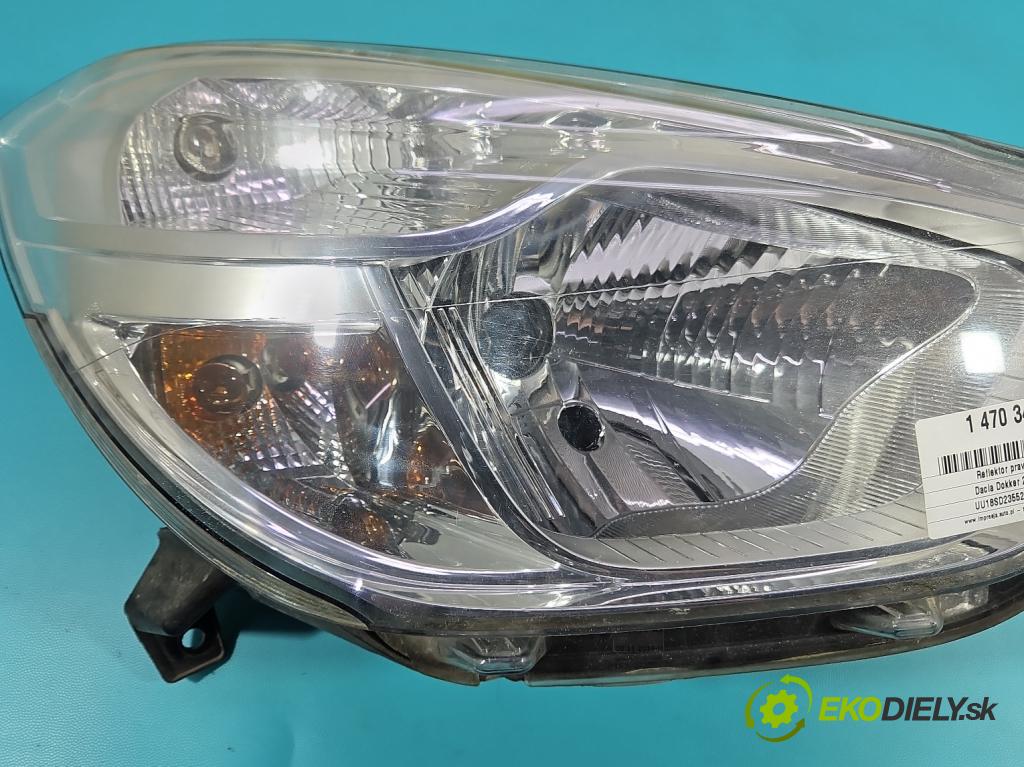 Dacia Dokker 2012- 1.6 8V 82 HP manual 60,5 kW 1598 cm3 5- Reflektor: pravý 260102414R (Svetlo predné pravé)