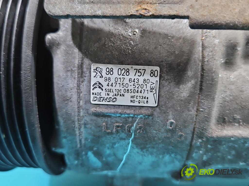 Citroen C4 II 2010-2017 1.6 hdi 120 HP automatic 88 kW 1560 cm3 5- Kompresor: klimatizácie 9802875780 (Kompresor klimatizácie)
