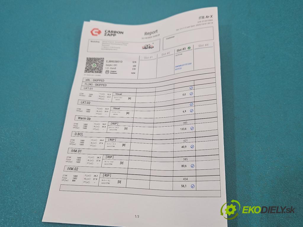 Citroen C5 II 2008-2017 2.0 hdi 136hp manual 100 kW 1997 cm3 4- vstřikovač EJBR03801D (Vstřikovač paliva)