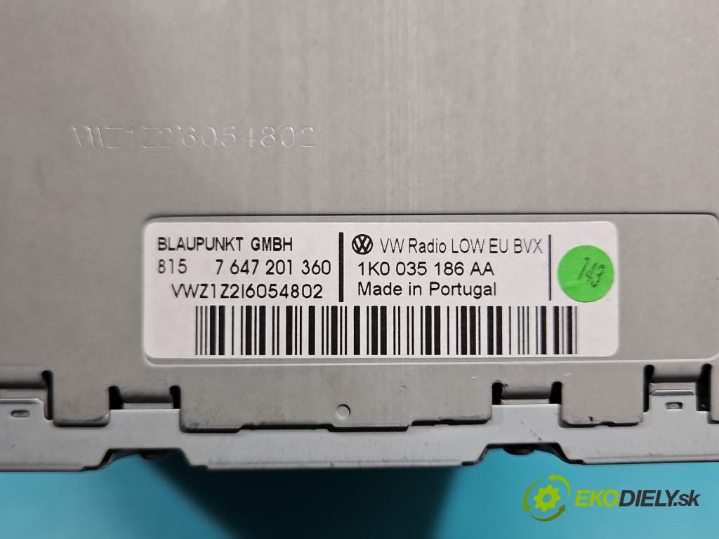 Vw Golf VI 2008-2013 1.4 TSI 122 HP manual 90 kW 1390 cm3 5- Radio originál 1K0035186AA