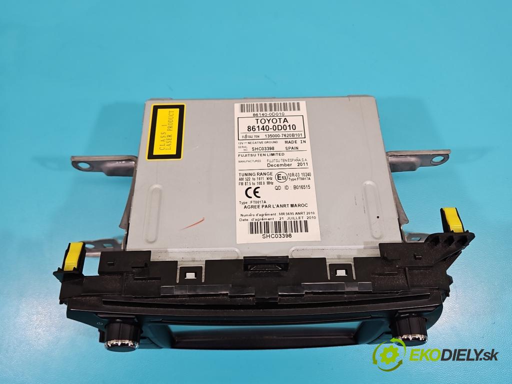 Toyota Yaris III 2011-2020 1.3 vvti 99 HP manual 73 kW 1329 cm3 5- Radio originál 86140-0D010