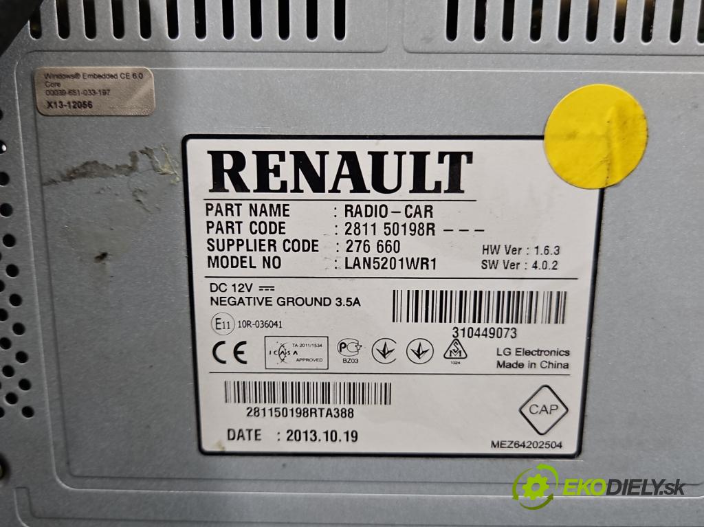 Renault Captur I 2013-2019 0.9 Tce 90 HP manual 66 kW 898 cm3 5- Radio originál 281150198R
