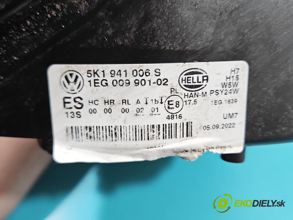 Vw Golf VI 2008-2013 1.4 TSI 122 HP manual 90 kW 1390 cm3 5- Reflektor: pravý 5K1941006S (Svetlo predné pravé)