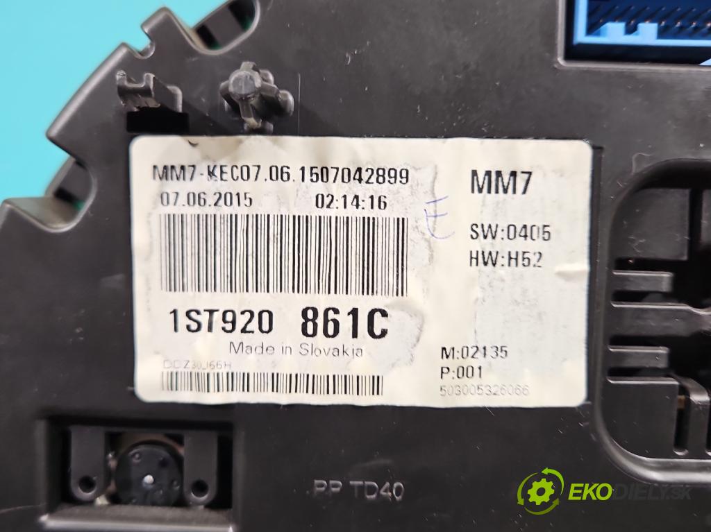 Skoda Citigo 2011-2019 1.0 MPI 75 HP manual 55 kW 999 cm3 3- prístrojovka/ budíky 1ST920861C (Prístrojová doska)