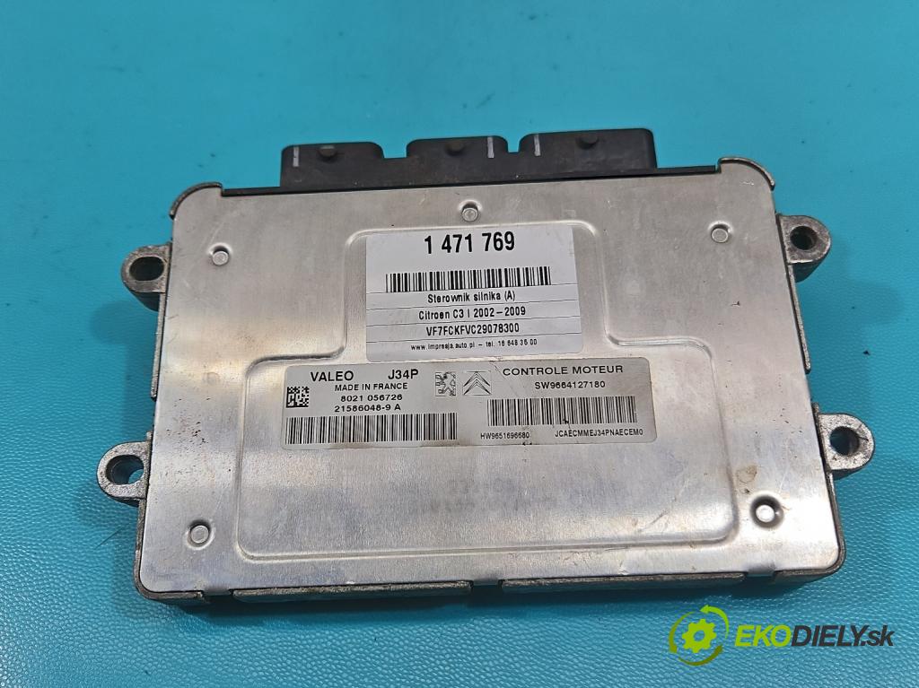 Citroen C3 I 2002-2009 1.4 8V 73 HP manual 54 kW 1360 cm3 5- riadiaca jednotka motora 9664127180