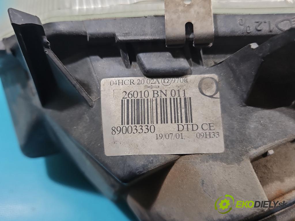 Nissan Almera N16 2000-2006 1.5 16V 90 HP manual 66 kW 1498 cm3 4- Reflektor: pravý 26010BN011 (Svetlo predné pravé)