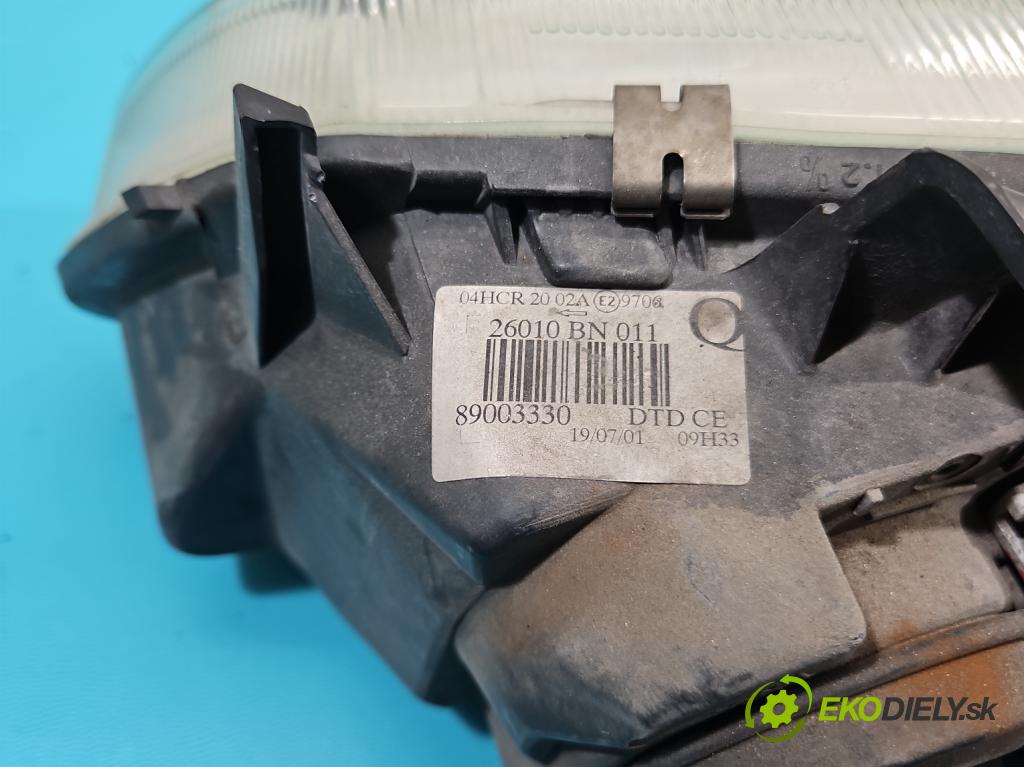 Nissan Almera N16 2000-2006 1.5 16V 90 HP manual 66 kW 1498 cm3 4- Reflektor: pravý 26010BN011 (Svetlo predné pravé)