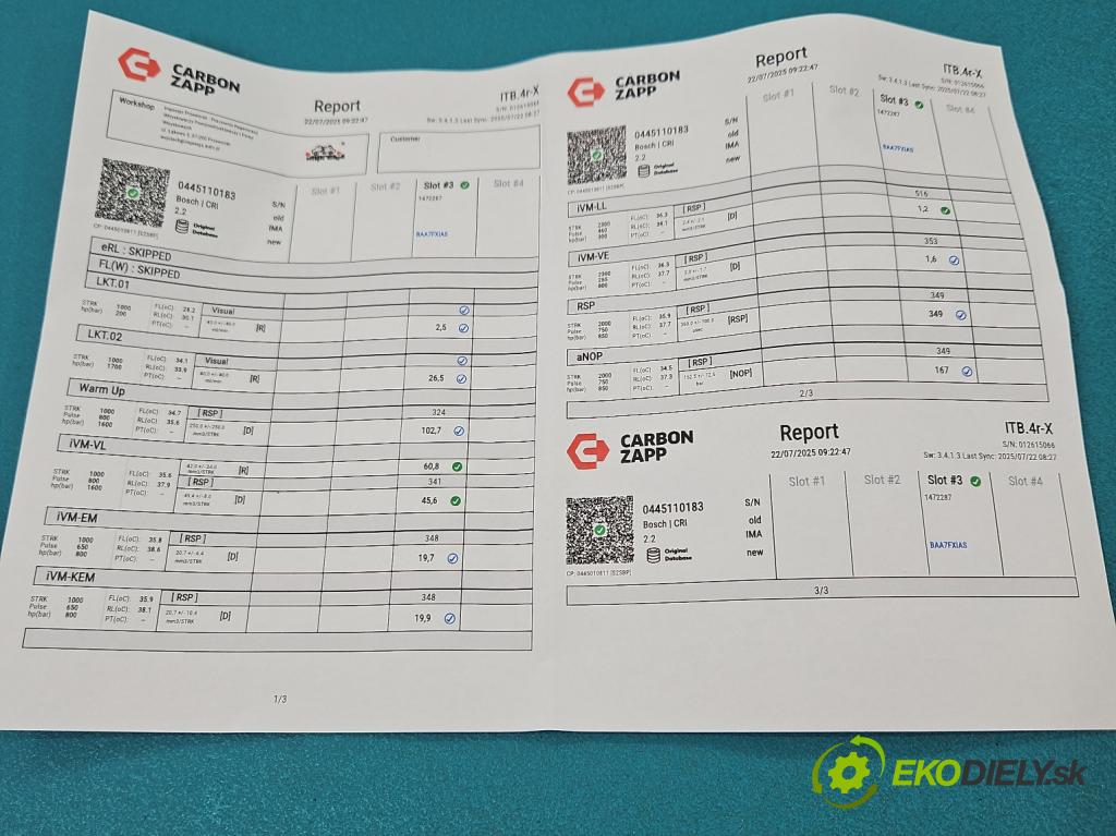 Fiat Punto Grande 1,3.0 jtd 75 HP manual 55 kW 1248 cm3 3- vstrek 0445110183 (Vstrekovač paliva)