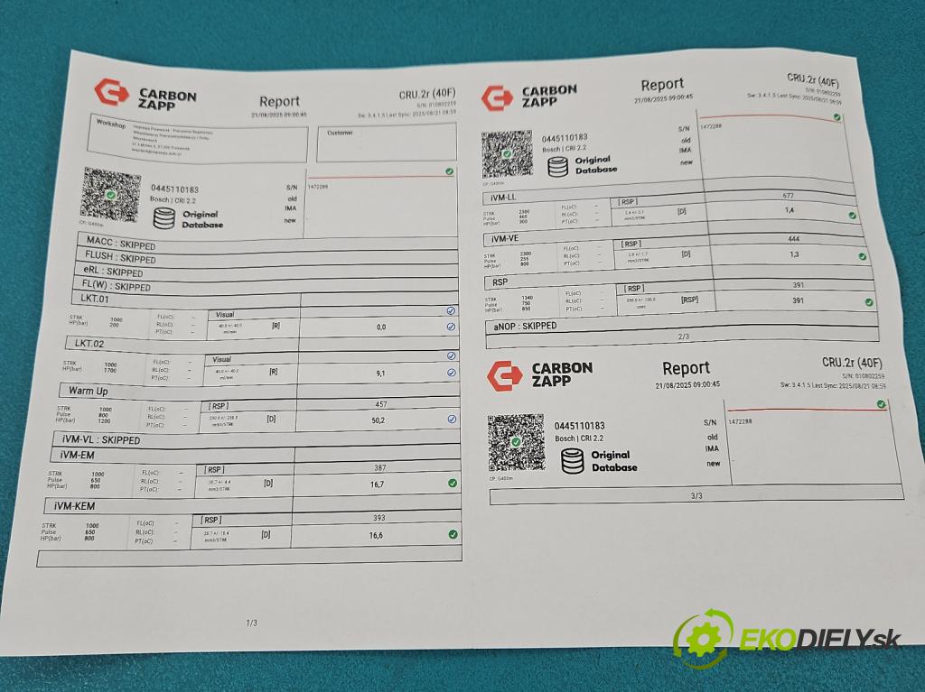 Fiat Punto Grande 1,3.0 jtd 75 HP manual 55 kW 1248 cm3 3- vstrek 0445110183 (Vstrekovač paliva)