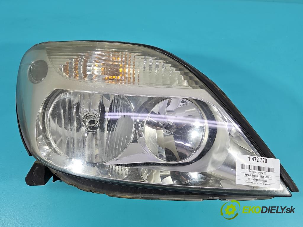 Renault Scenic I 1996-2003 1.6 16V 107 HP manual 79 kW 1598 cm3 5- Reflektor: pravý  (Svetlo predné pravé)