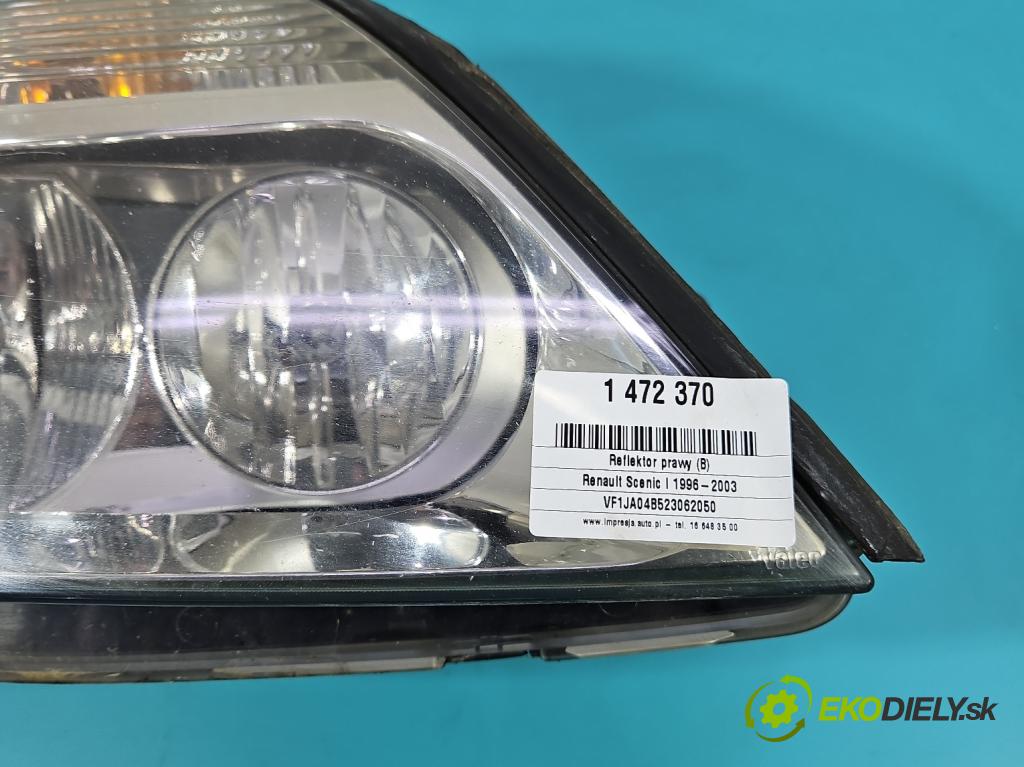 Renault Scenic I 1996-2003 1.6 16V 107 HP manual 79 kW 1598 cm3 5- Reflektor: pravý  (Svetlo predné pravé)