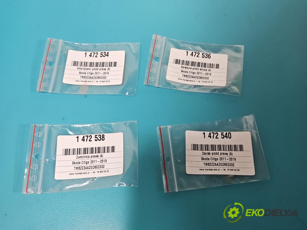 Skoda Citigo 2011-2019 1.0 MPI 75 HP manual 55 kW 999 cm3 3- tlmič predné pravý 1S0413031B (Kľučka dverí ostatné)