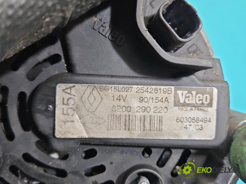 Renault Espace IV 2003-2014 2.0 T 163 HP manual 120 kW 1998 cm3 5- Alternator 8200290220 (Alternátor)