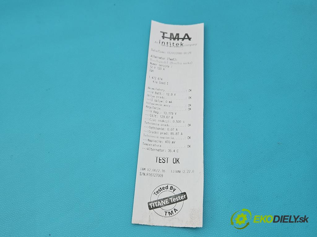 Kia Ceed I 2006-2012 1.6 crdi 116 HP manual 85 kW 1582 cm3 5- Alternator 37300-2A600 (Alternátor)