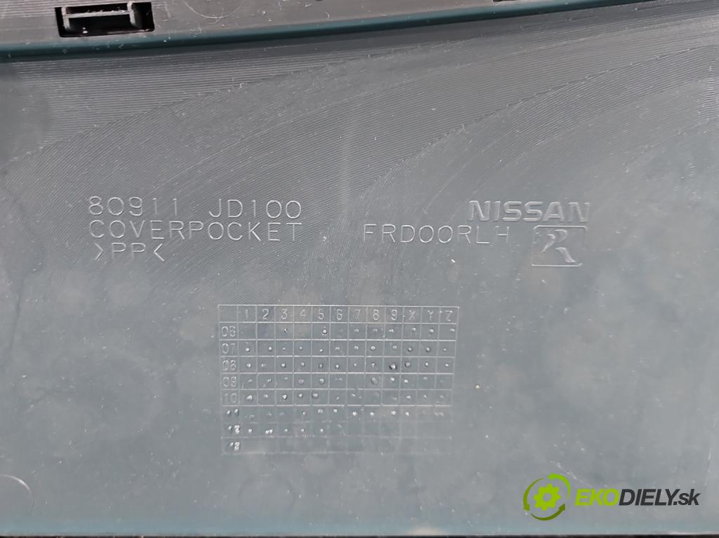 Nissan Qashqai I J10 2006-2013 2.0 dci 150 HP manual 110 kW 1995 cm3 5- Čalounictví: dvere predné ľavé 80911-JD100