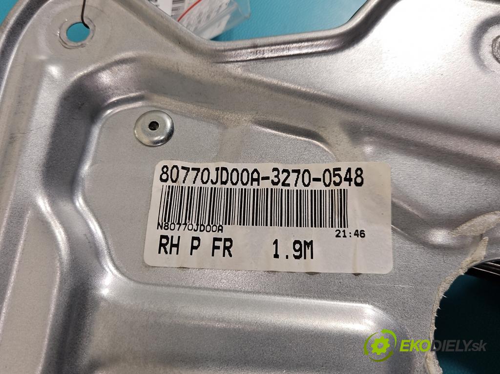 Nissan Qashqai I J10 2006-2013 2.0 dci 150 hp manual 110 kW 1995 cm3 5- mechanismus stahování přední pravý 80770JD00A