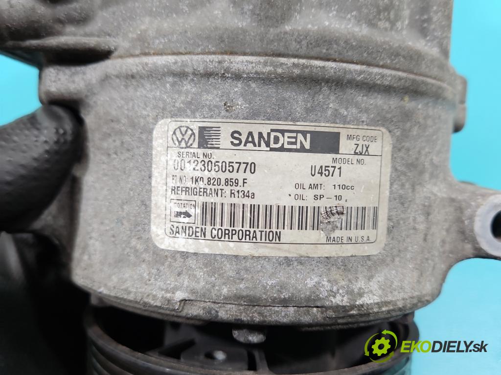 Vw Jetta V 2005-2010 1.9 tdi 105 HP manual 77 kW 1896 cm3 4- Kompresor: klimatizácie 1K0820859F (Kompresor klimatizácie)