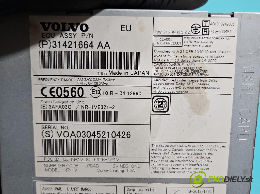 Volvo V60 I 2010-2018 2.0 D4 181KM manual 133 kW 1969 cm3 5- Radio originál 31421664AA