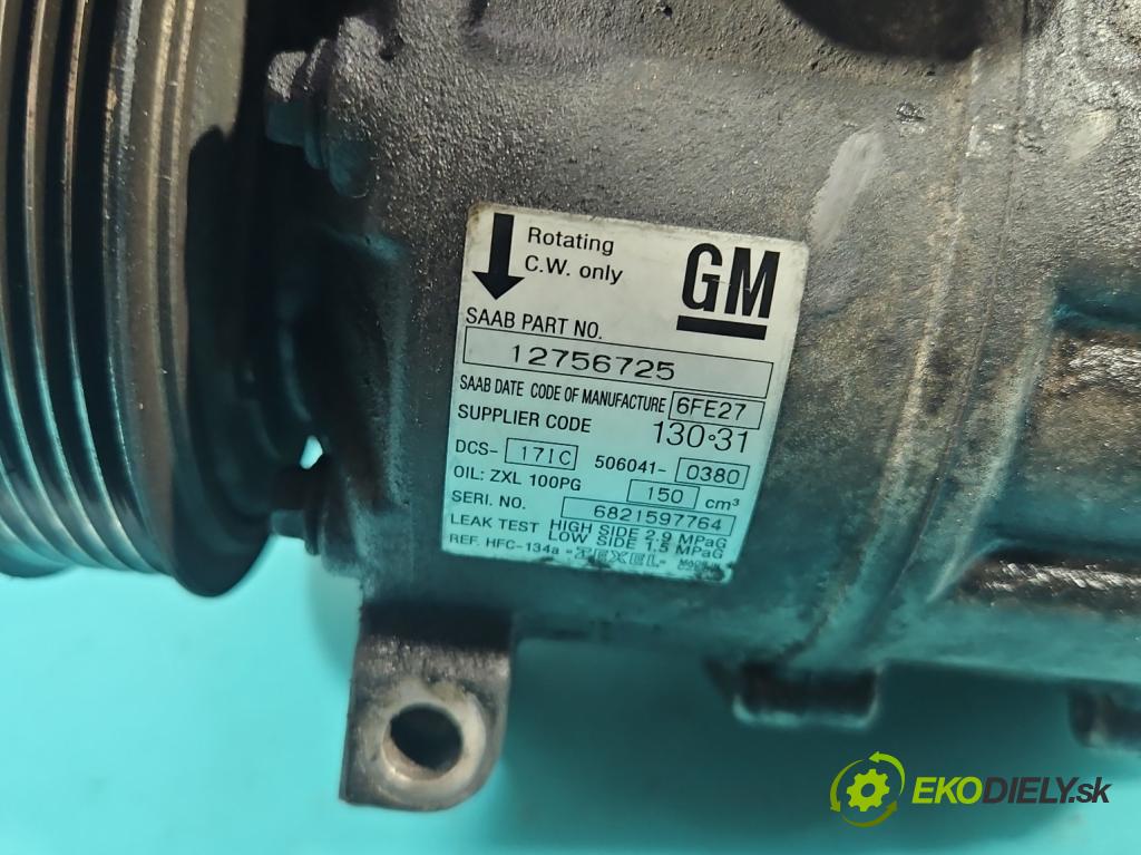 Saab 9-5 1.9 TiD 150 HP manual 110 kW 1910 cm3 5- Kompresor: klimatizácie 12756725 (Kompresor klimatizácie)