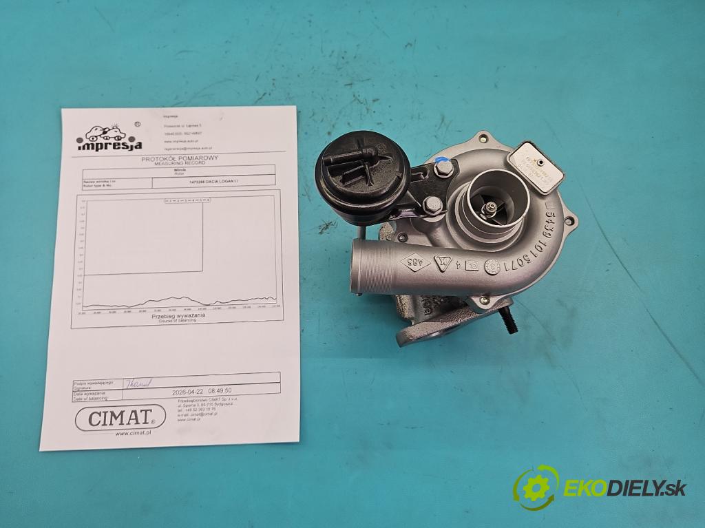 Dacia Logan I 2005-2014 1.5 dci 86 HP manual 63 kW 1461 cm3 5- turbodúchadlo, turbo repasovaná 54359700002