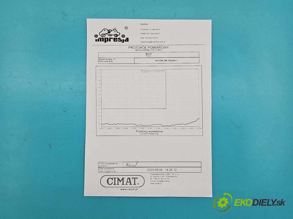 Vw Tiguan I 2007-2016 1.4 TSI 150 hp manual 110 kW 1390 cm3 5- Turbodmychadlo repasováno 53039700099