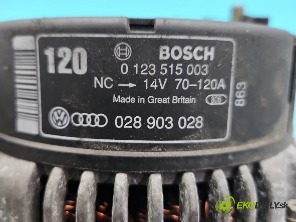 Audi A4 B5 1994-2001 1.9 tdi 90 HP manual 66 kW 1896 cm3 5- Alternator 0123515003 (Alternátor)