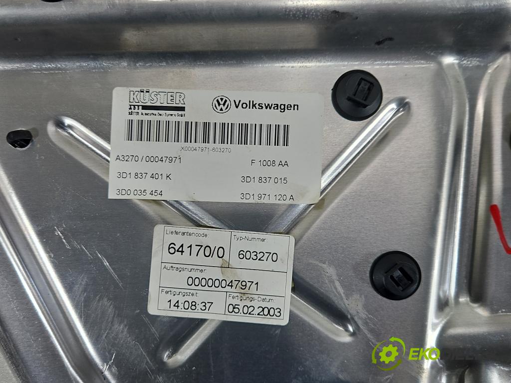 Vw Phaeton 3.2 V6 fsi 241KM automatic 177 kW 3189 cm3 4- mechanismus stahování přední levý 3D1837015