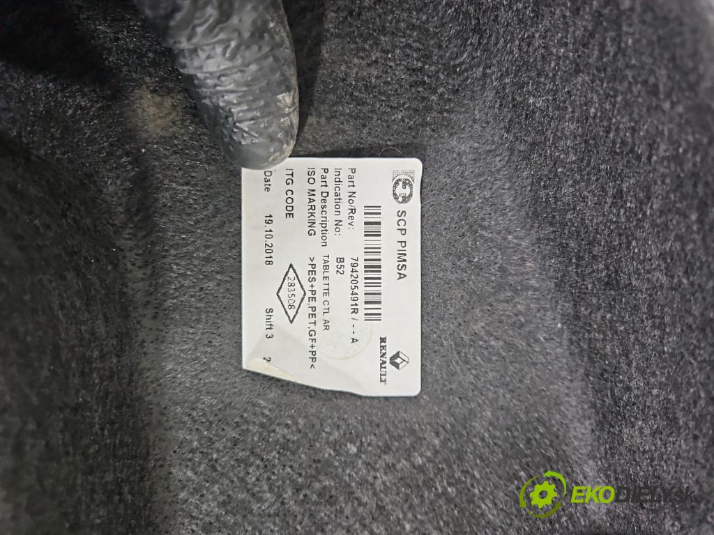 Dacia Sandero II 2012-2020 1.0 12V 73 HP manual 54 kW 999 cm3 5- zadná 794205491R (Pláto kufra)