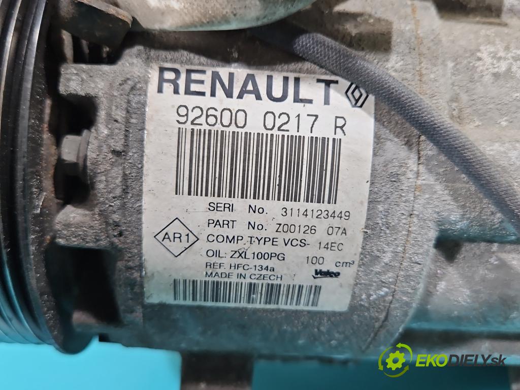 Renault Captur I 2013-2019 0.9 Tce 90 HP manual 66 kW 898 cm3 5- Kompresor: klimatizácie 926000217R (Kompresor klimatizácie)