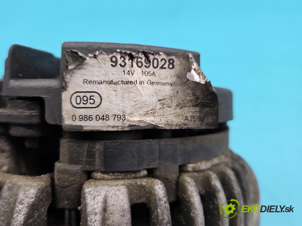 Opel Astra III 2004-2014 1.9 cdti 101 HP manual 74 kW 1910 cm3 5- Alternator 93169028 (Alternátor)