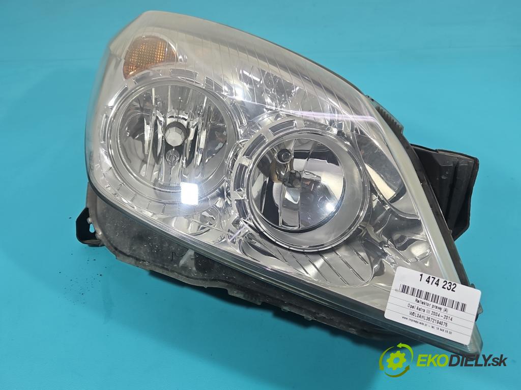 Opel Astra III 2004-2014 1.9 cdti 101 HP manual 74 kW 1910 cm3 5- Reflektor: pravý  (Svetlo predné pravé)