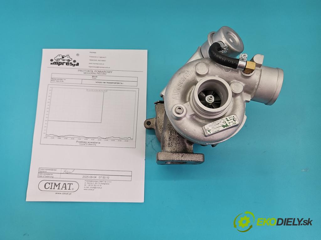 Vw Transporter T4 1990-2003 1.9 TDi 90 hp manual 66 kW 1896 cm3 5- Turbodmychadlo repasováno 454002-1