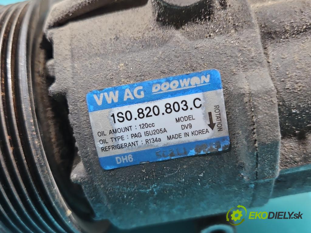 Skoda Citigo 2011-2019 1.0 MPI 75 HP manual 55 kW 999 cm3 3- Kompresor: klimatizácie 1S0820803C (Kompresor klimatizácie)